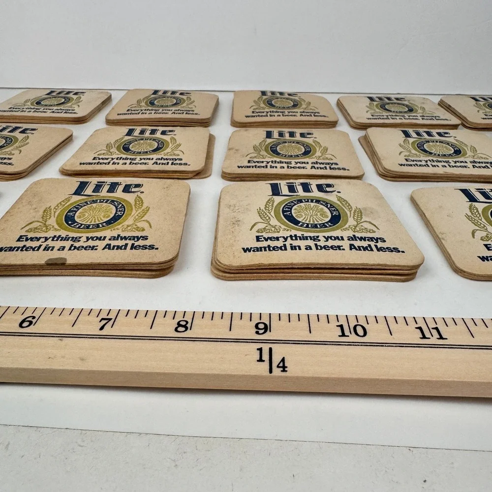Vtg lot of 68 Miller Lite Thin Cardboard Beer Coaster Fine Pilsner Collect‎ READ